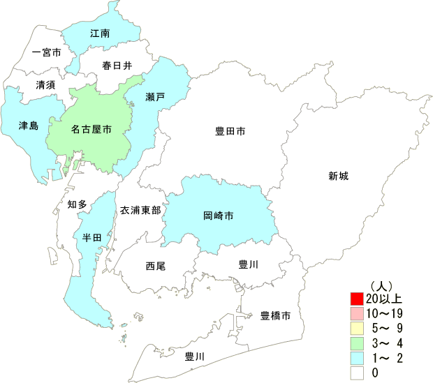 麻しん患者保健所別発生分布図