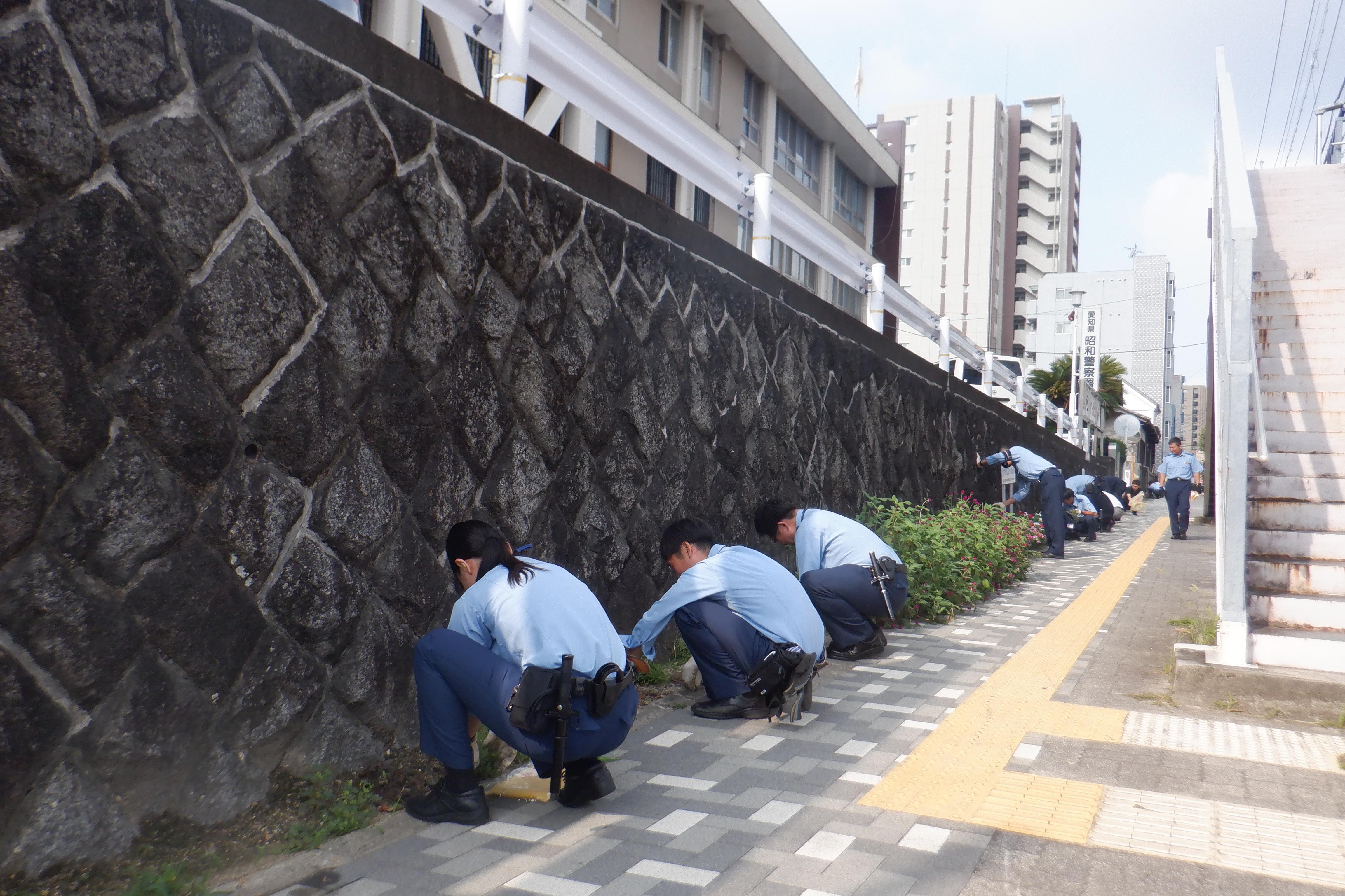 緑化作業する署員