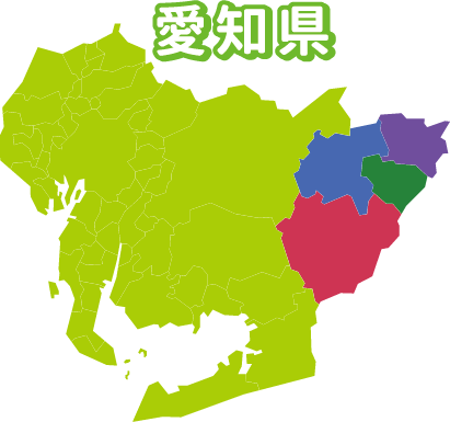 奥三河地域をハイライトした愛知県地図の画像