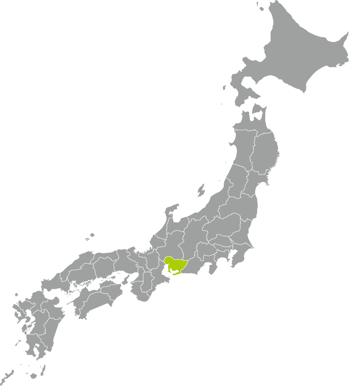 愛知県をハイライトした日本地図の画像