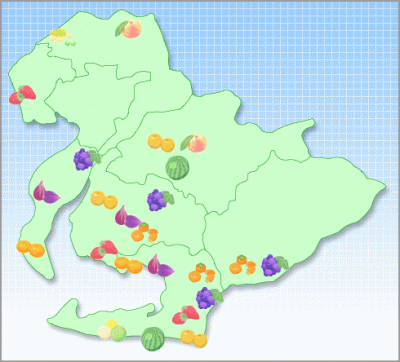 県内果物産地のマップ