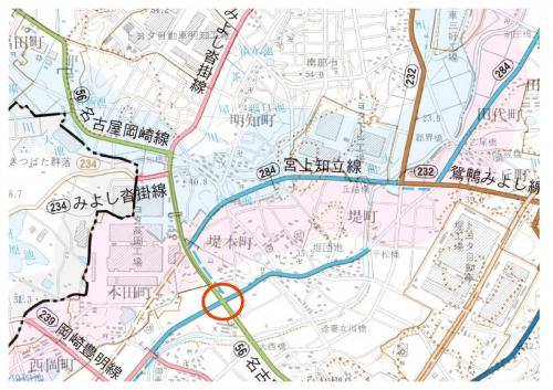 名古屋岡崎線　堤本町　位置図