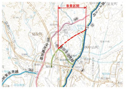 西中山バイパス　位置図
