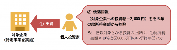 個人投資家が対象企業へ出資するイメージ図