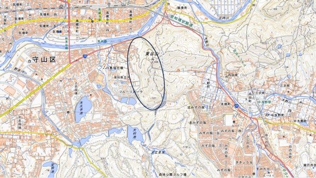 東谷山の広域位置図