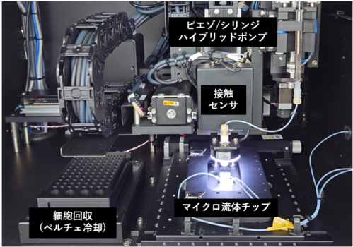 マイクロチップの写真とCTC回収の模式図