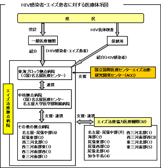 HIV感染者エイズ患者に対する医療体系図
