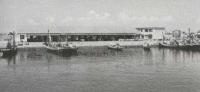 一色漁港の船だまりと旧魚市場（昭和39年8月）