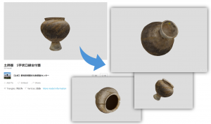 sketchfab上では、マウス操作などで自由に3Dデータを動かすことができます。