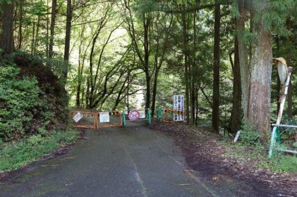 通行止め看板の様子