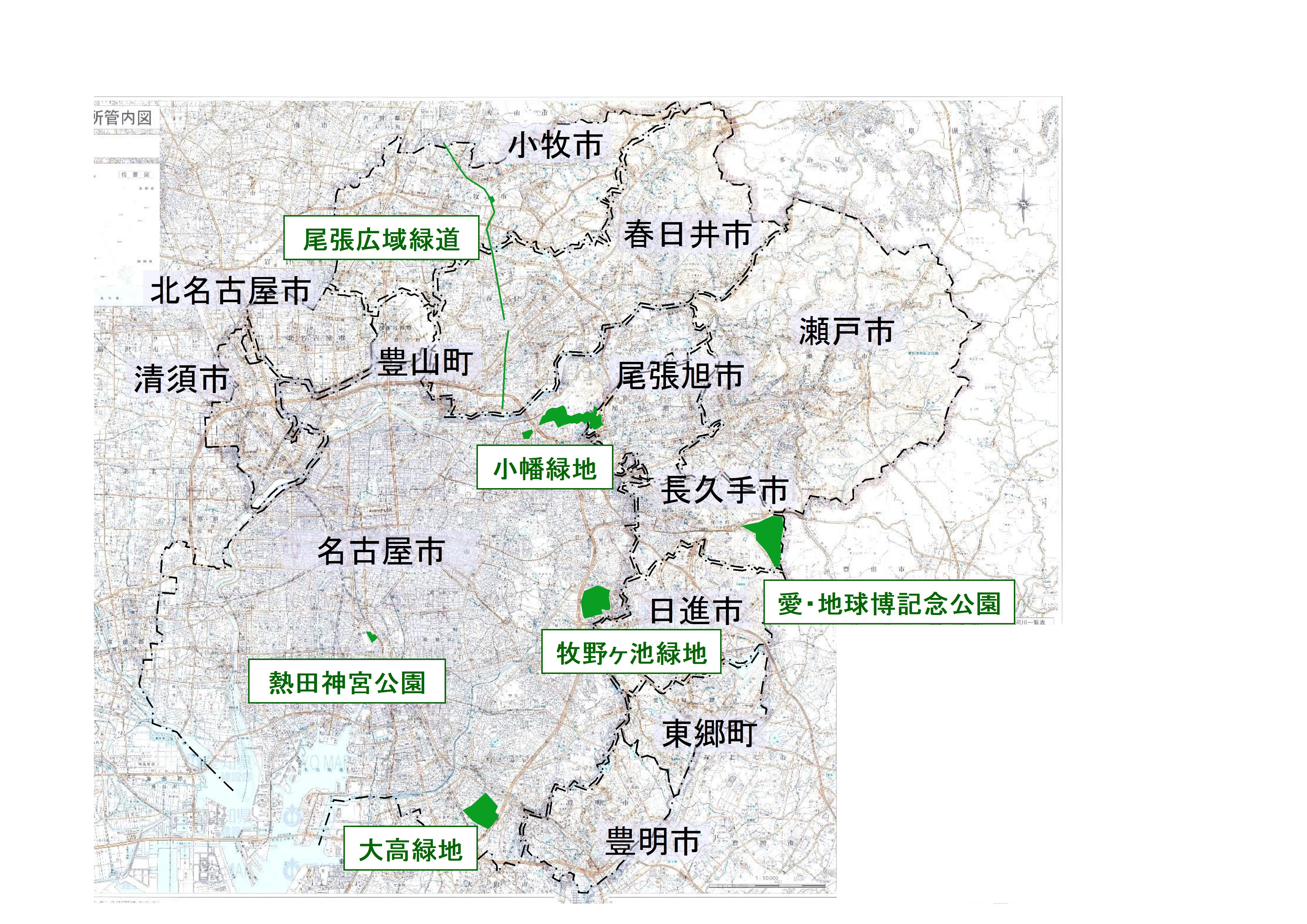 県営都市公園の箇所図