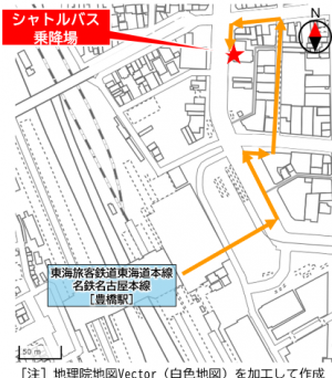 シャトルバス乗降場案内