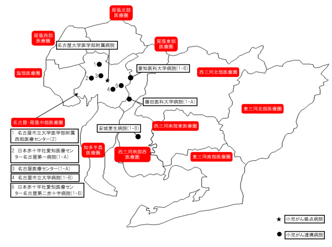 小児がん拠点病院等配置図