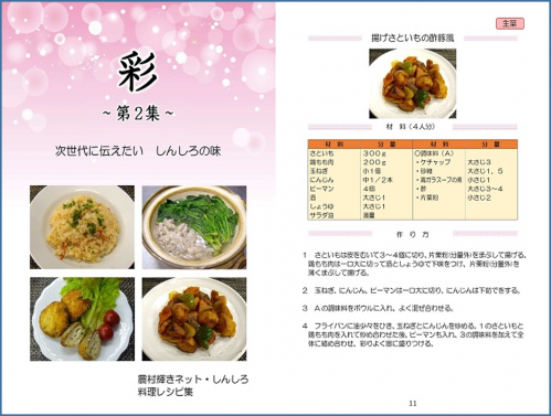 料理レシピ集の表紙と掲載料理