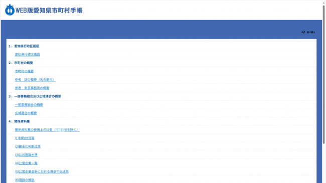 WEB版愛知県市町村手帳トップページ図