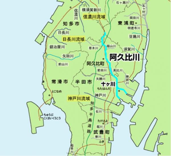 阿久比川、十ヶ川位置図